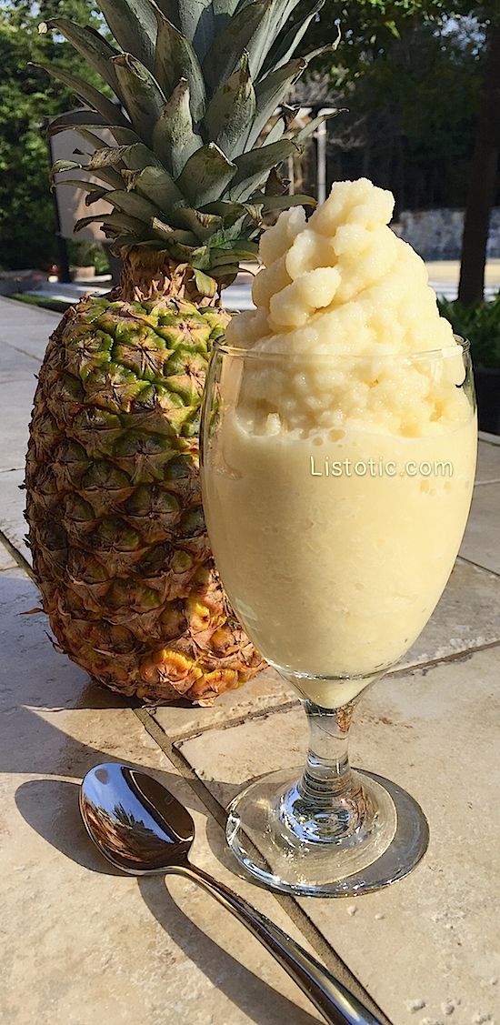 2 Ingredient Healthy Pineapple ‘ Soft Serve ‘